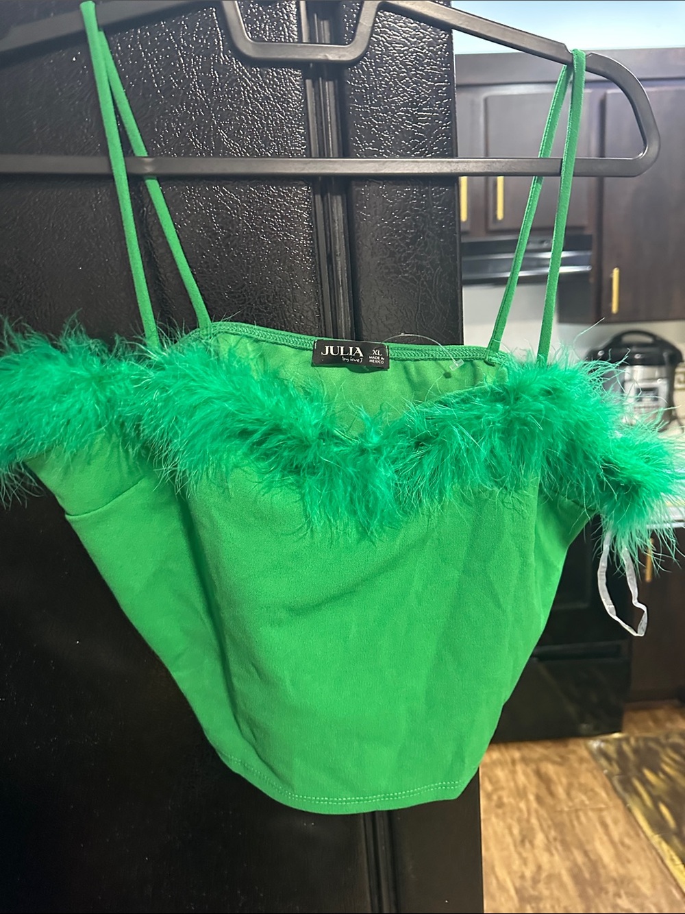Julia Feather-Trim Bandeau Cami in Green